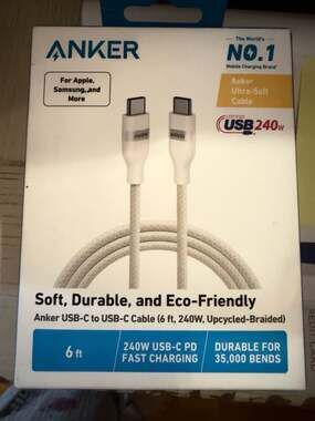 Anker USB-C to USB-C Cable 6 ft 240W Upcycled-Braided